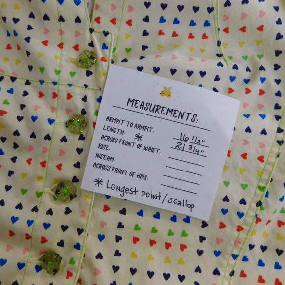 Vintage Anthropologie ODILLE Icon Hearts Scalloped Rainbow Top Blouse Heart 4 - Picture 15 of 16